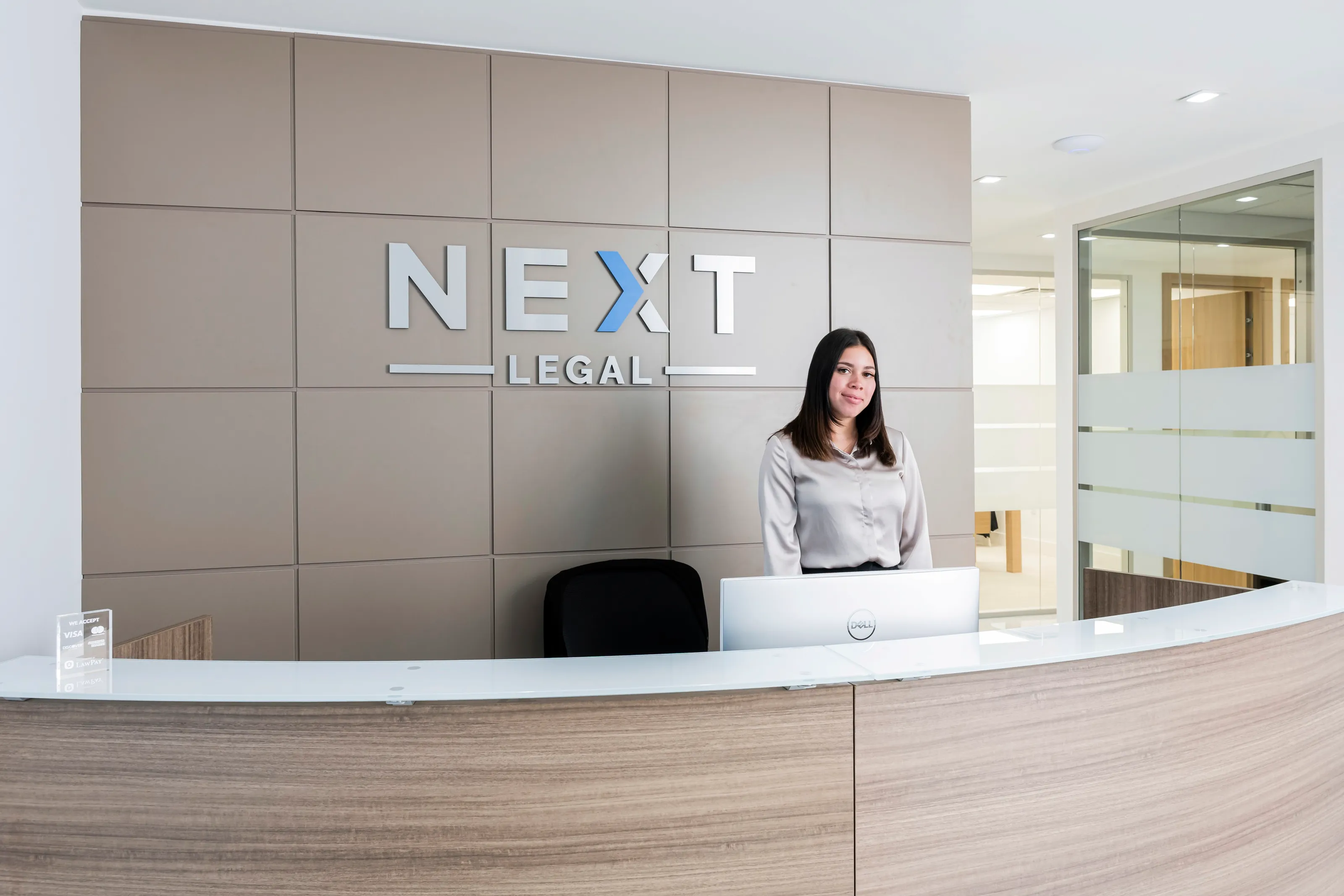 The NEXT Legal reception desk in Brickell